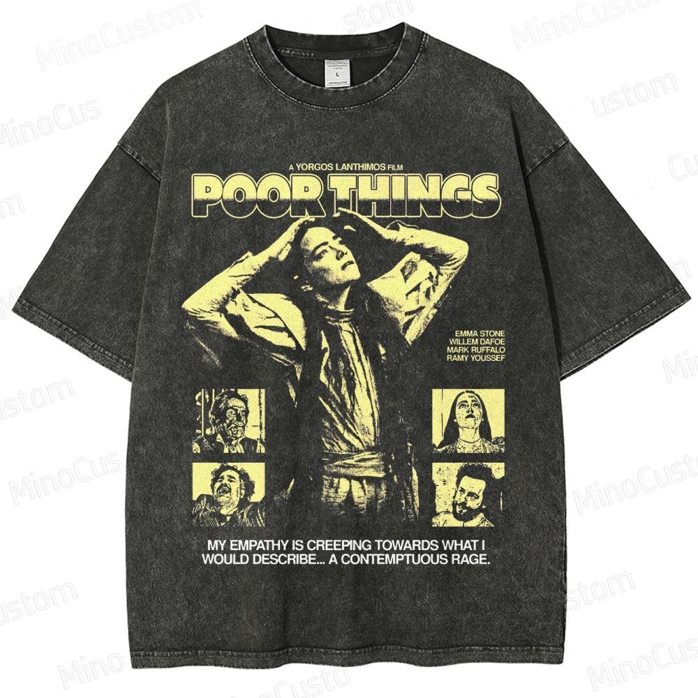 Poor Things Retro Fantasy Comedy Drama Graphic Washed Vintage T-Shirt
