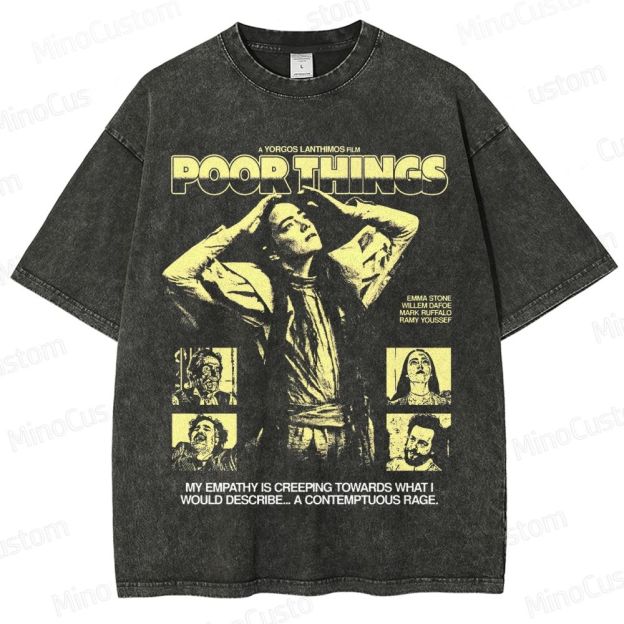 Poor Things Retro Fantasy Comedy Drama Graphic Washed Vintage T-Shirt