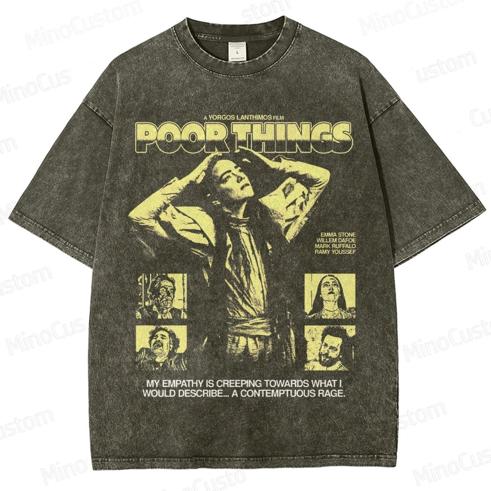 Poor Things Retro Fantasy Comedy Drama Graphic Washed Vintage T-Shirt