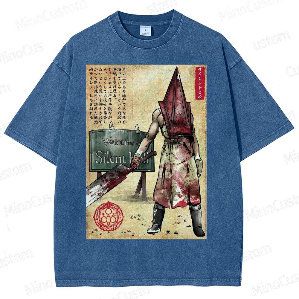 Pyramid Head woodblock Washed T-Shirt