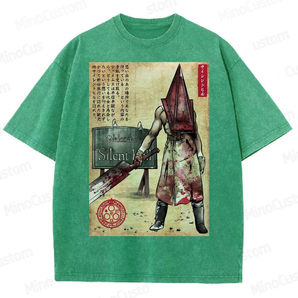 Pyramid Head woodblock Washed T-Shirt