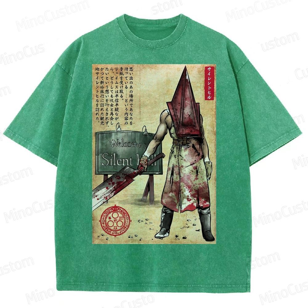 Pyramid Head woodblock Washed T-Shirt
