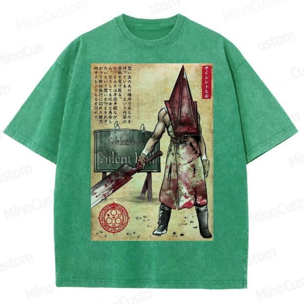 Pyramid Head woodblock Washed T-Shirt