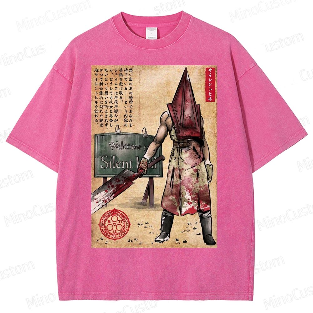 Pyramid Head woodblock Washed T-Shirt