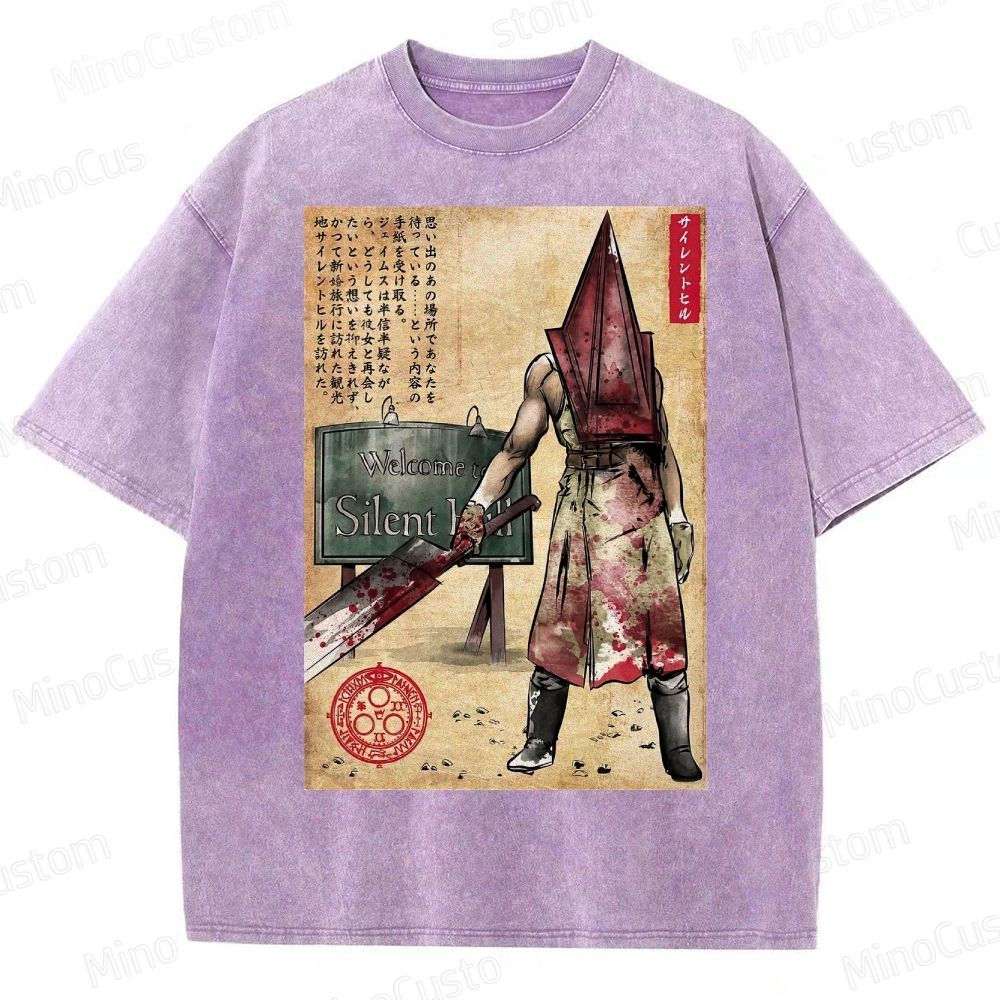 Pyramid Head woodblock Washed T-Shirt