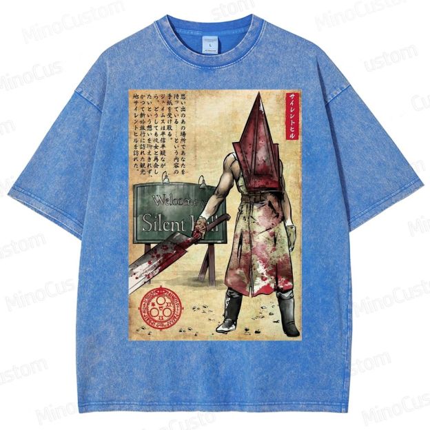 Pyramid Head woodblock Washed T-Shirt
