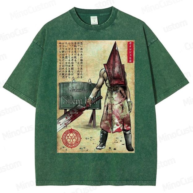 Pyramid Head woodblock Washed T-Shirt