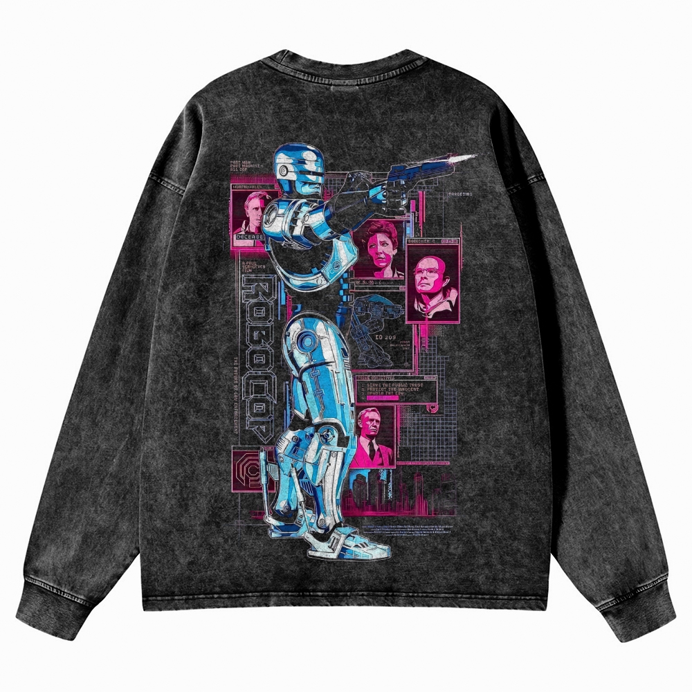 80s Sci-Fi Cyberpunk Movie Crewneck Washed Sweatshirt