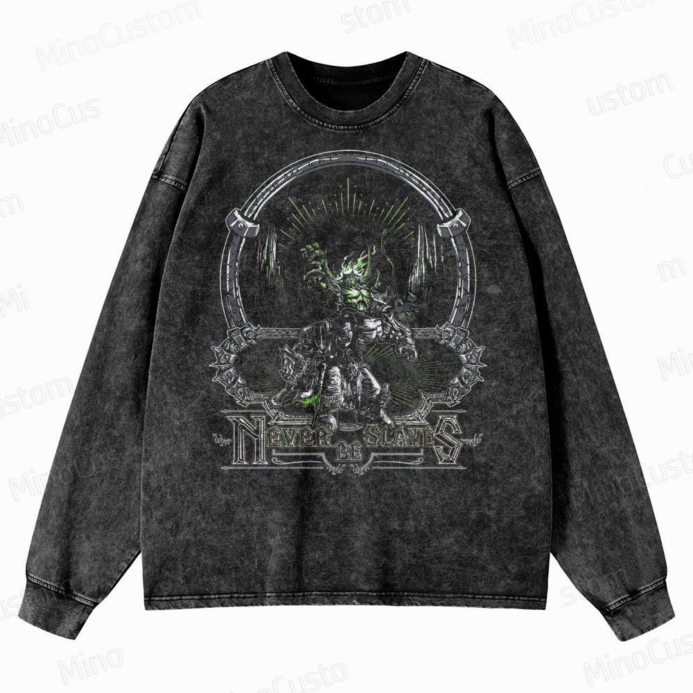 Never Be Slaves Fantasy Warrior Crewneck Washed Sweatshirt 