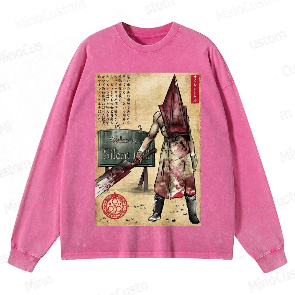Pyramid Head woodblock Crewneck Washed Sweatshirt