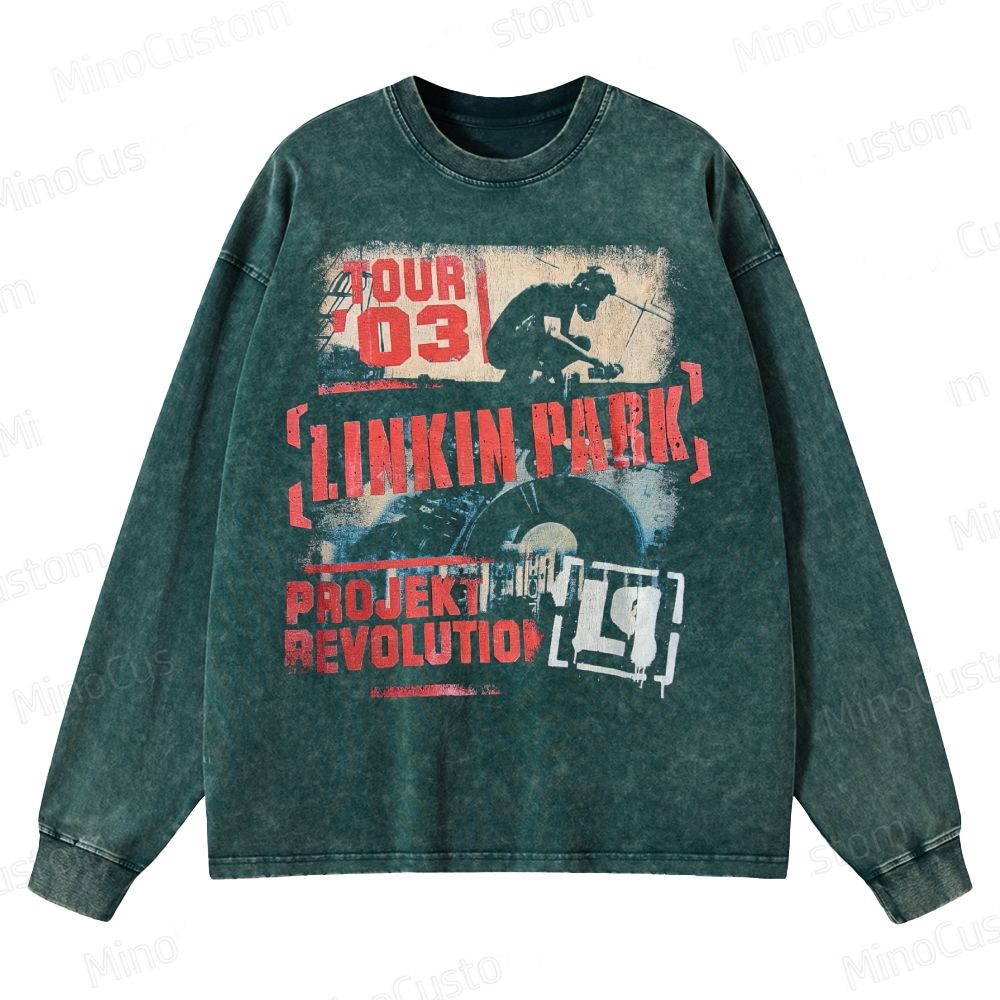 Vintage Style Linkin Park Projekt Crewneck Washed Sweatshirt 