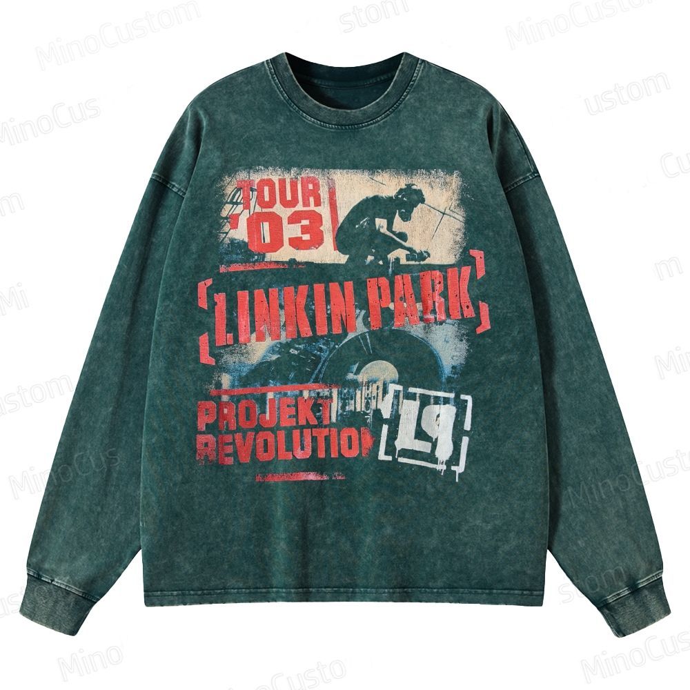 Vintage Style Linkin Park Projekt Crewneck Washed Sweatshirt 