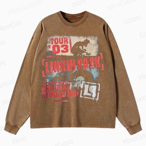 Vintage Style Linkin Park Projekt Crewneck Washed Sweatshirt 