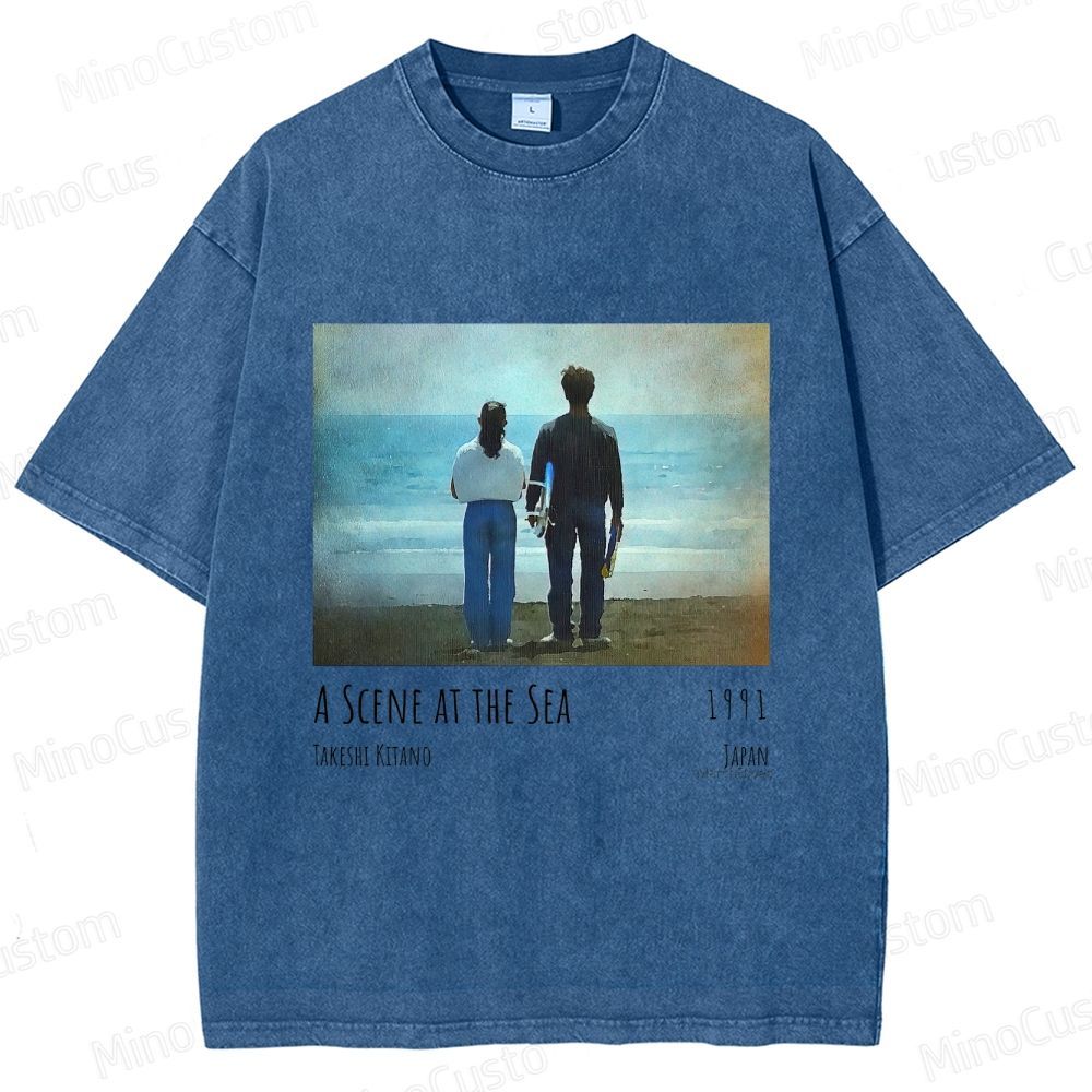 A Scene at the Sea Retro Japanese Drama Graphic Washed Vintage T-Shirt