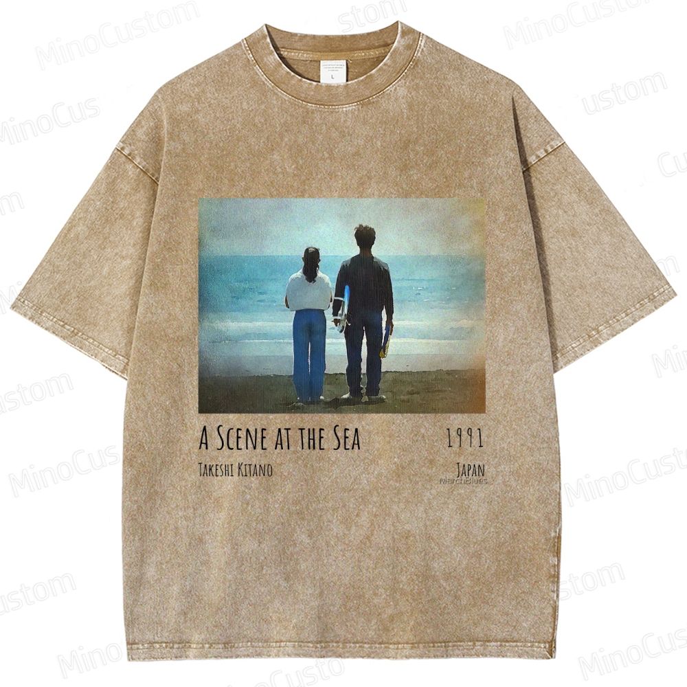 A Scene at the Sea Retro Japanese Drama Graphic Washed Vintage T-Shirt