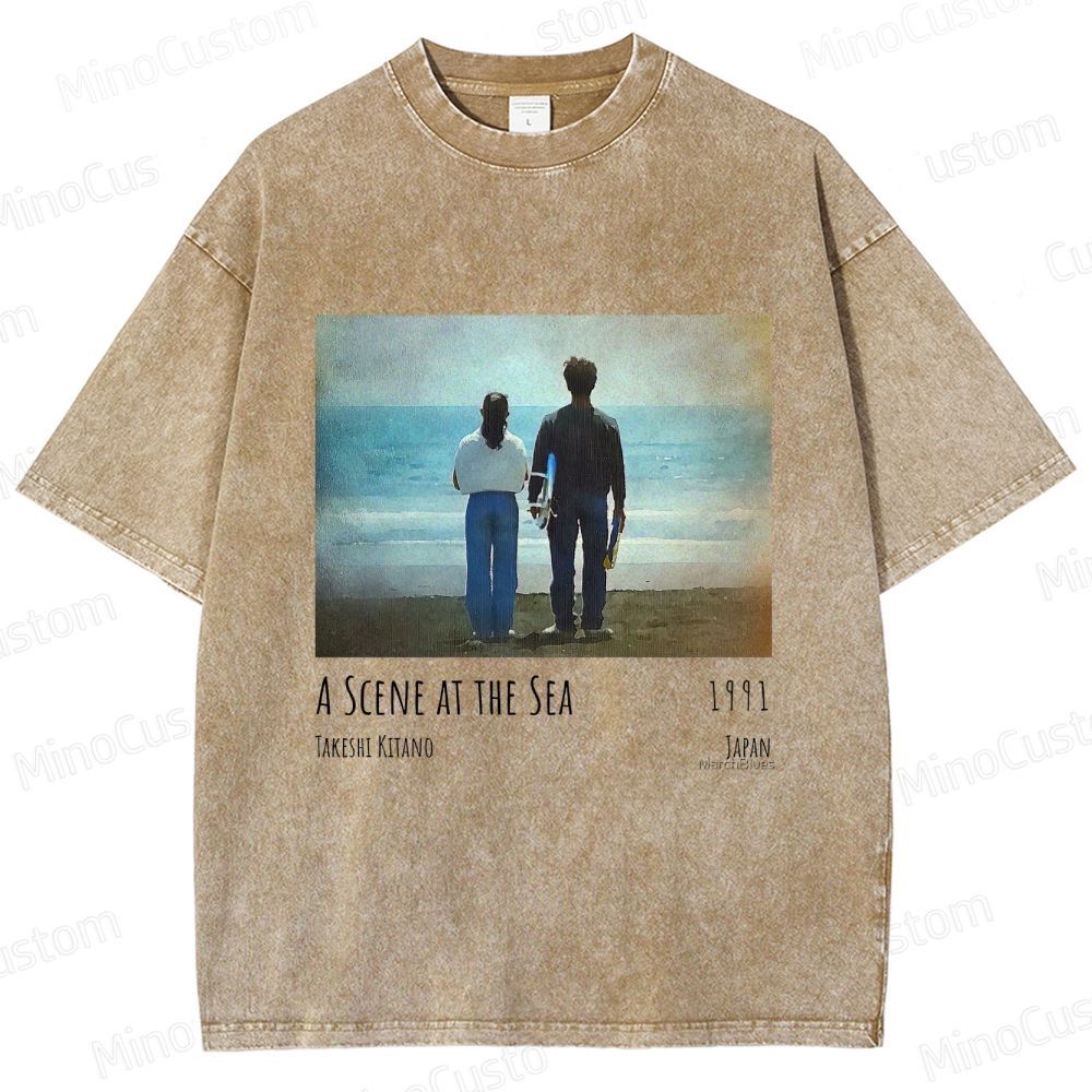 A Scene at the Sea Retro Japanese Drama Graphic Washed Vintage T-Shirt