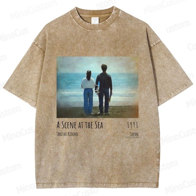 A Scene at the Sea Retro Japanese Drama Graphic Washed Vintage T-Shirt