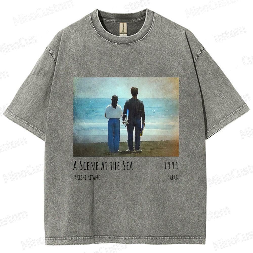 A Scene at the Sea Retro Japanese Drama Graphic Washed Vintage T-Shirt