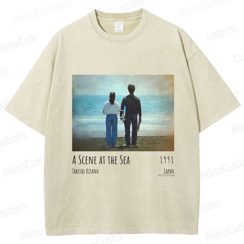 A Scene at the Sea Retro Japanese Drama Graphic Washed Vintage T-Shirt