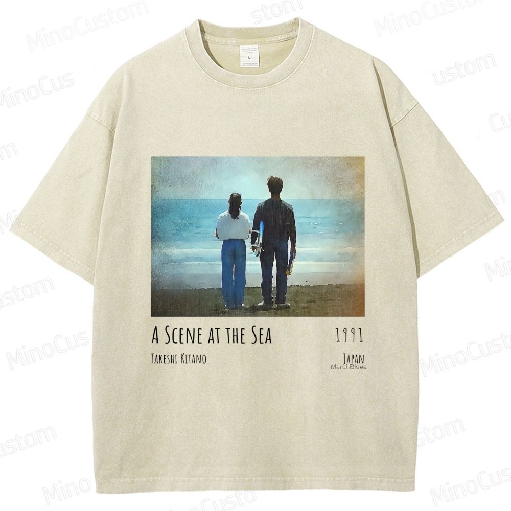 A Scene at the Sea Retro Japanese Drama Graphic Washed Vintage T-Shirt