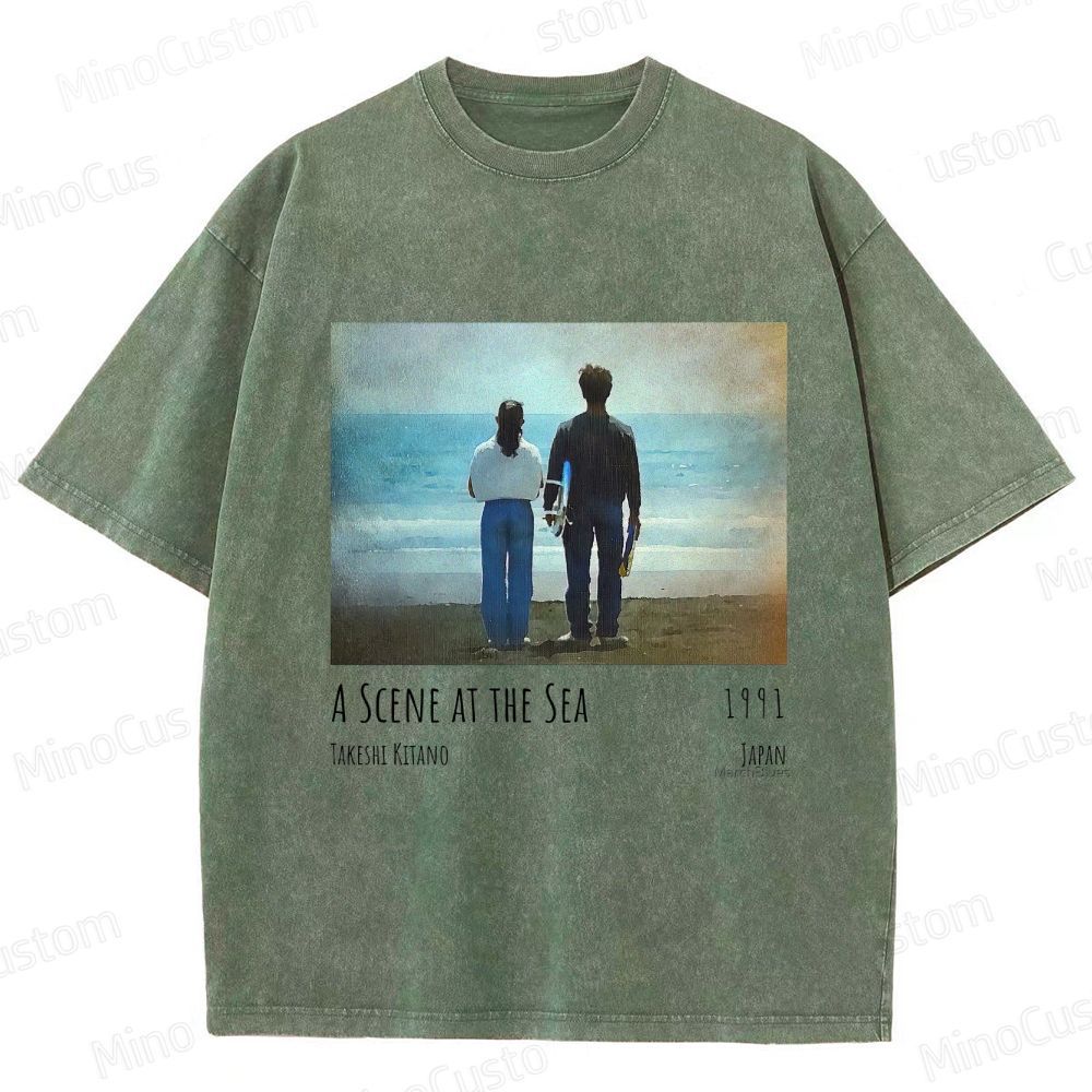 A Scene at the Sea Retro Japanese Drama Graphic Washed Vintage T-Shirt