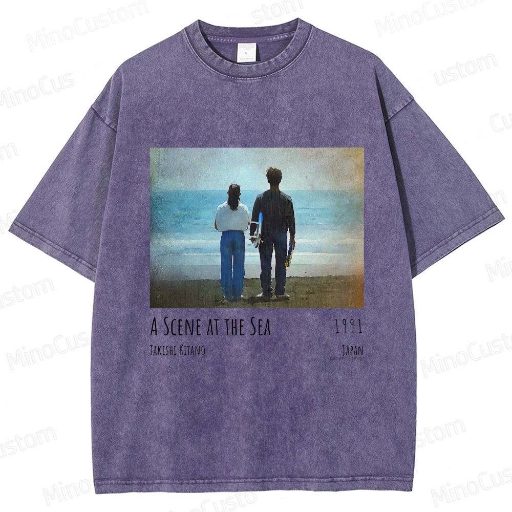 A Scene at the Sea Retro Japanese Drama Graphic Washed Vintage T-Shirt