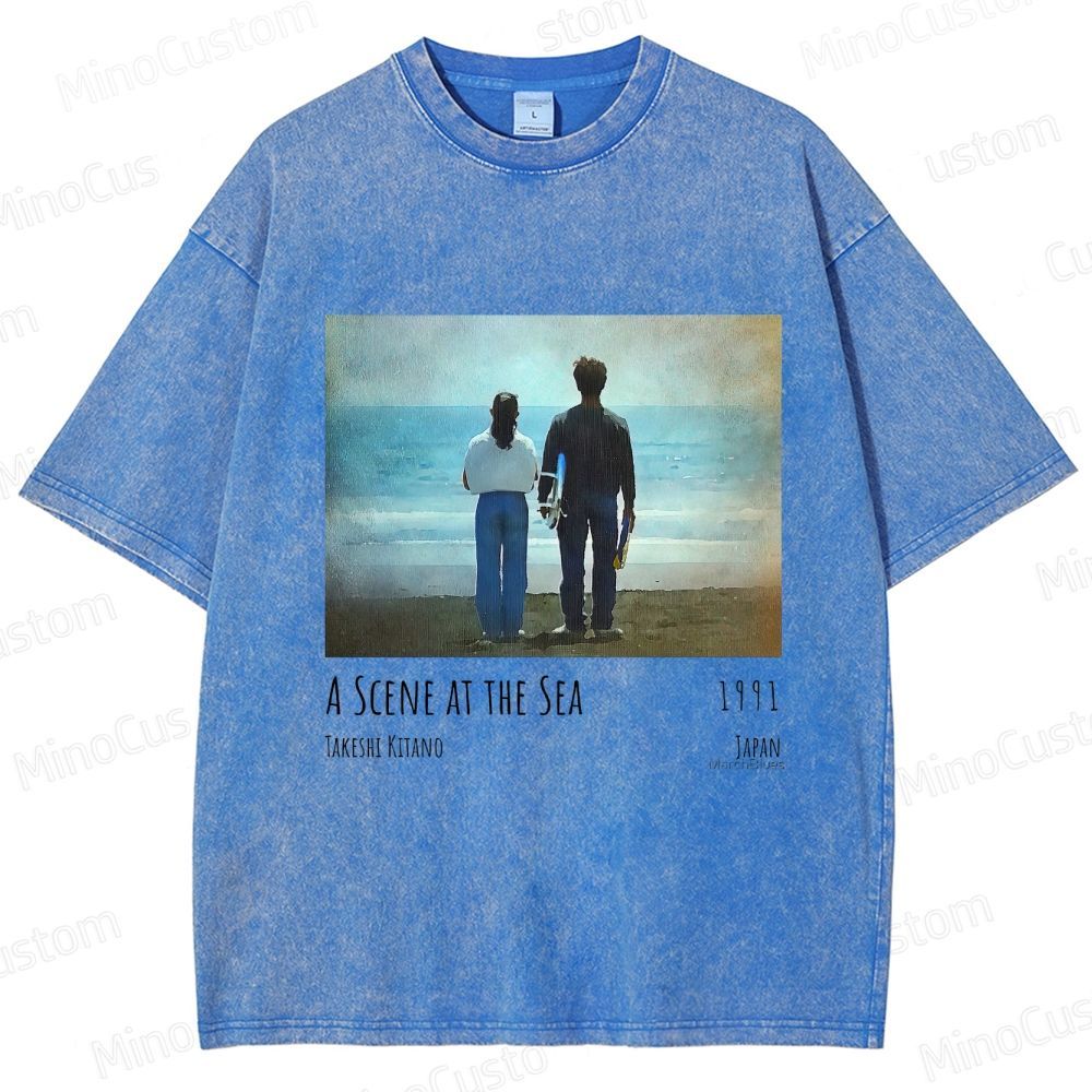 A Scene at the Sea Retro Japanese Drama Graphic Washed Vintage T-Shirt