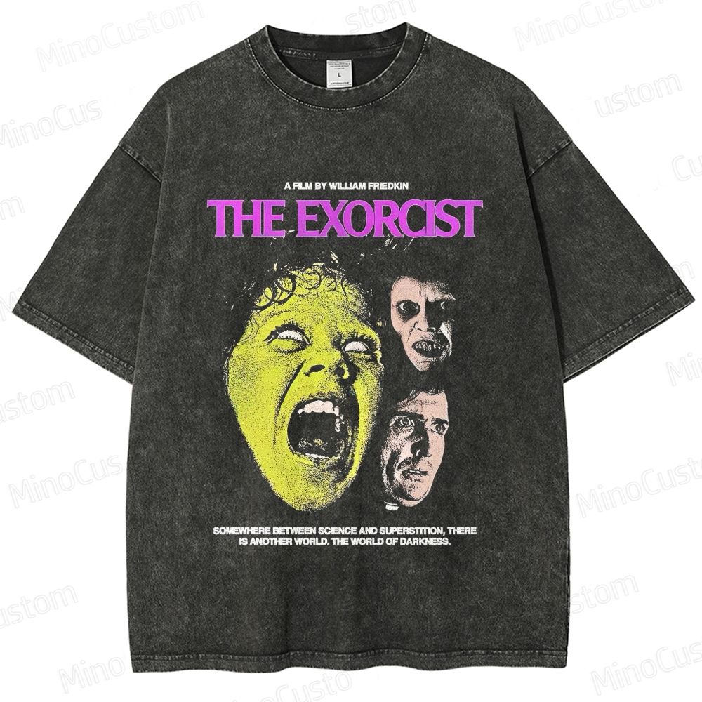 The Exorcist Retro Horror Thriller Graphic Washed Vintage T-Shirt