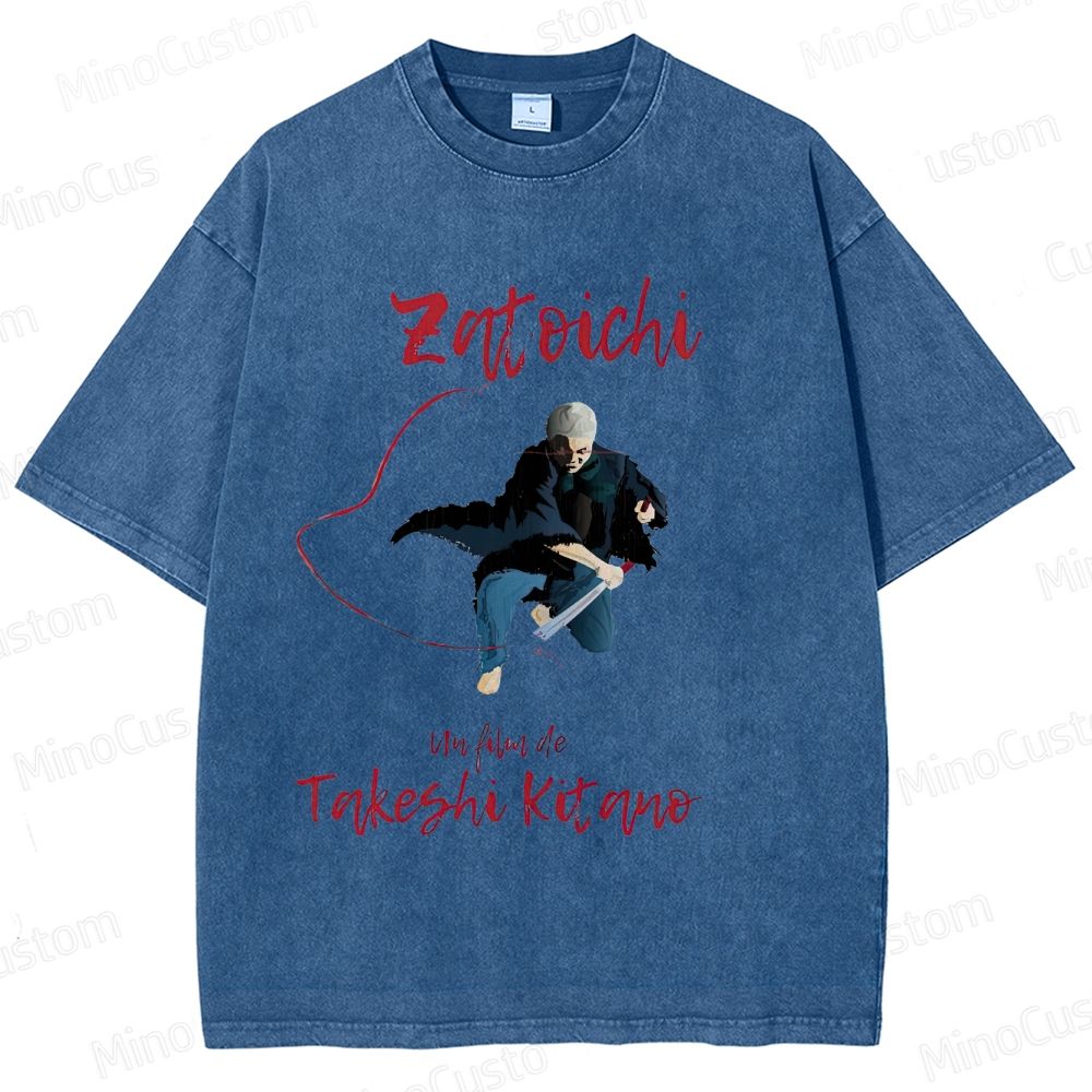 Zatoichi Retro Japanese Action Drama Graphic Washed Vintage T-Shirt