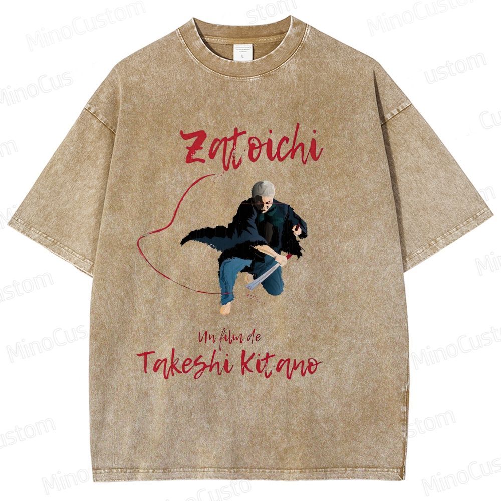 Zatoichi Retro Japanese Action Drama Graphic Washed Vintage T-Shirt