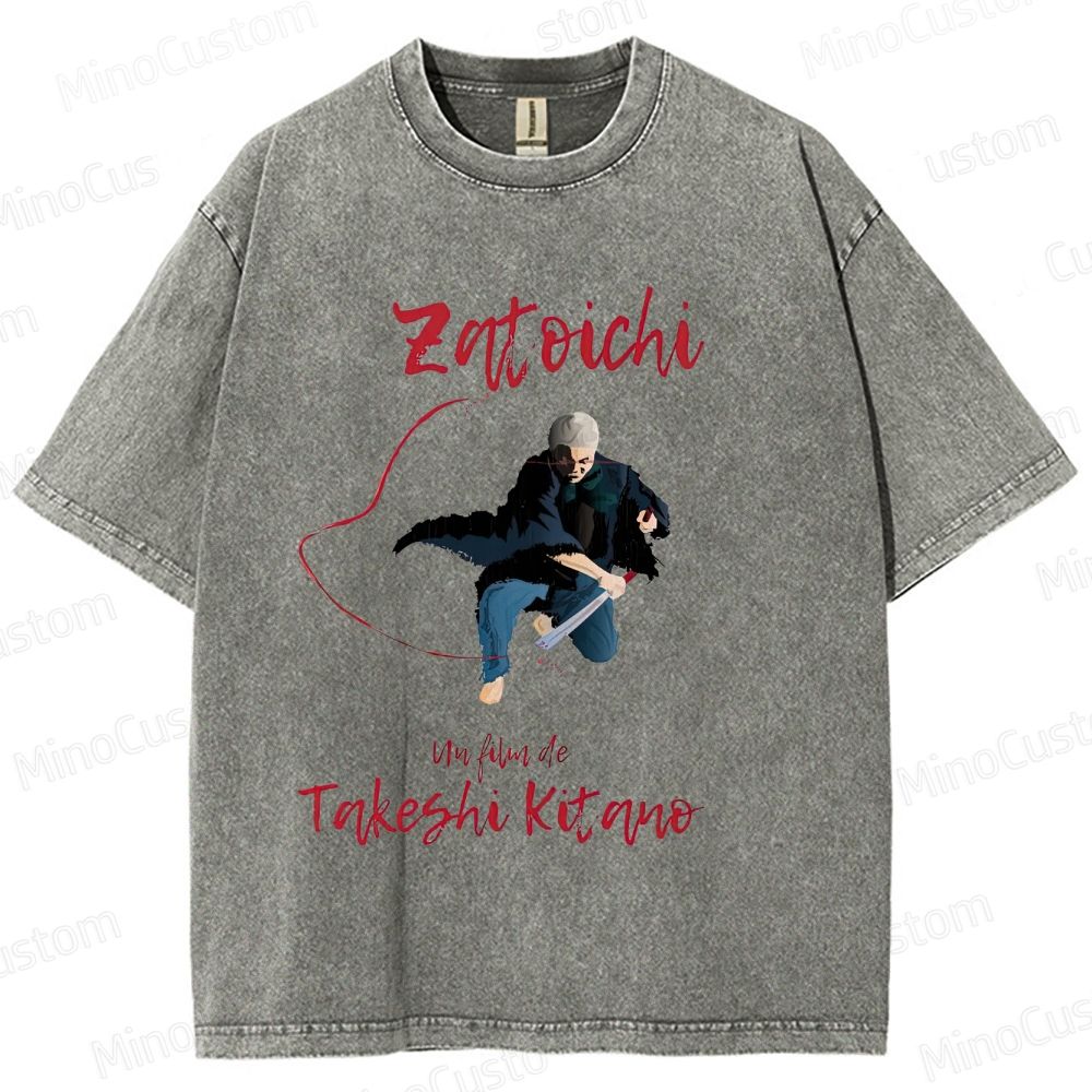 Zatoichi Retro Japanese Action Drama Graphic Washed Vintage T-Shirt