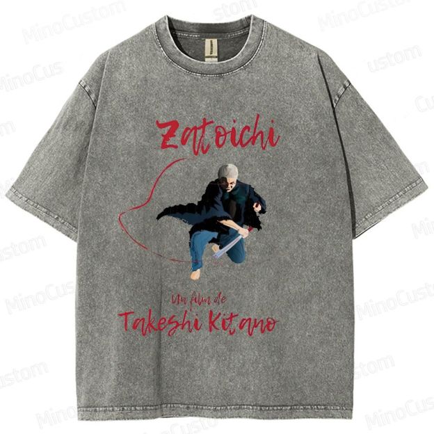 Zatoichi Retro Japanese Action Drama Graphic Washed Vintage T-Shirt