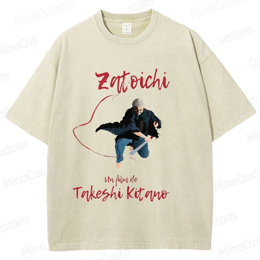 Zatoichi Retro Japanese Action Drama Graphic Washed Vintage T-Shirt
