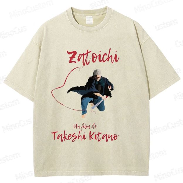 Zatoichi Retro Japanese Action Drama Graphic Washed Vintage T-Shirt
