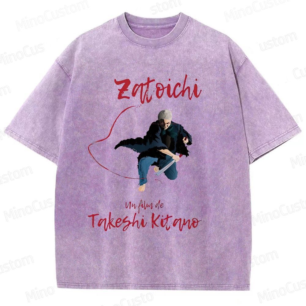 Zatoichi Retro Japanese Action Drama Graphic Washed Vintage T-Shirt