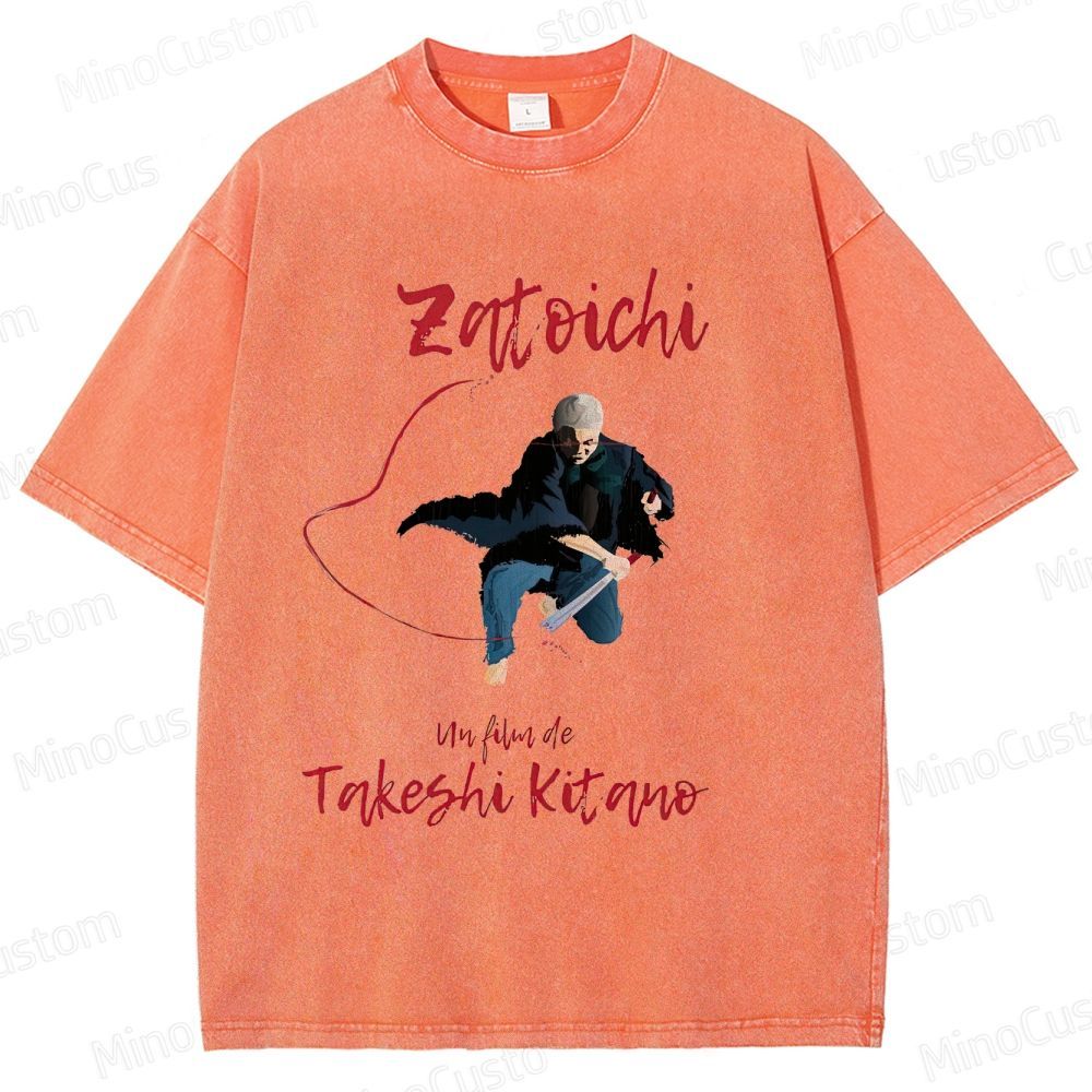 Zatoichi Retro Japanese Action Drama Graphic Washed Vintage T-Shirt