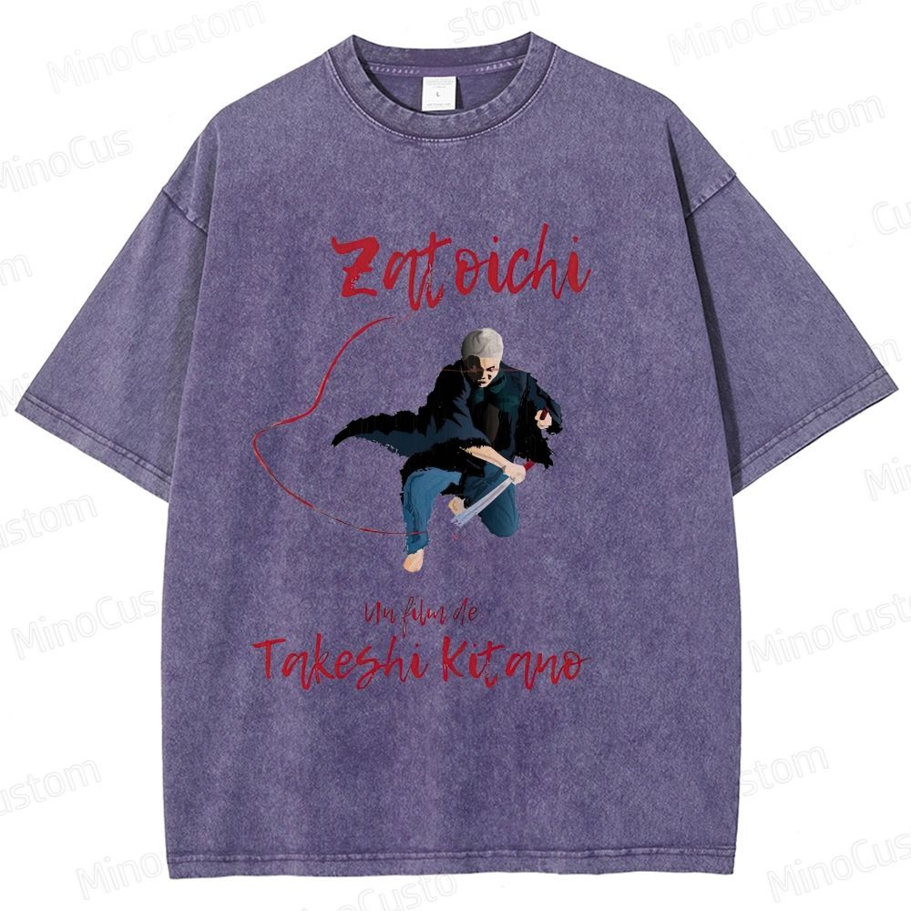 Zatoichi Retro Japanese Action Drama Graphic Washed Vintage T-Shirt