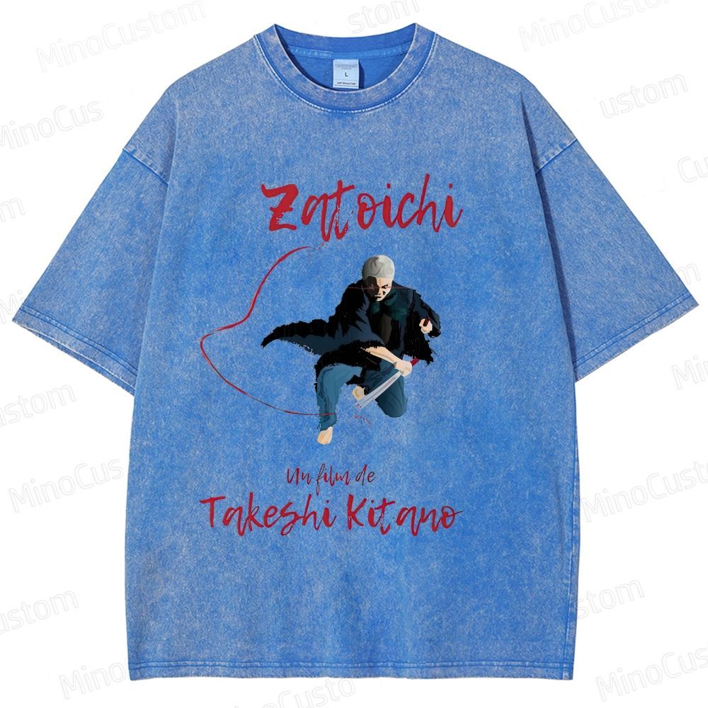 Zatoichi Retro Japanese Action Drama Graphic Washed Vintage T-Shirt