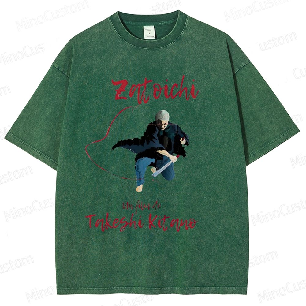 Zatoichi Retro Japanese Action Drama Graphic Washed Vintage T-Shirt