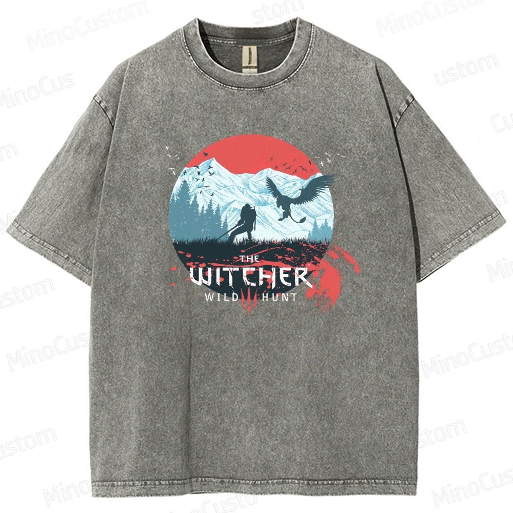 The Witcher: Wild Hunt Retro Fantasy Adventure Graphic Washed Vintage T-Shirt
