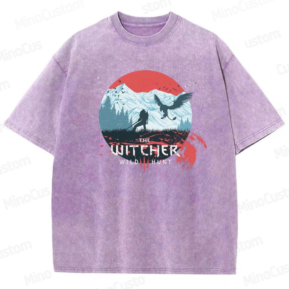 The Witcher: Wild Hunt Retro Fantasy Adventure Graphic Washed Vintage T-Shirt