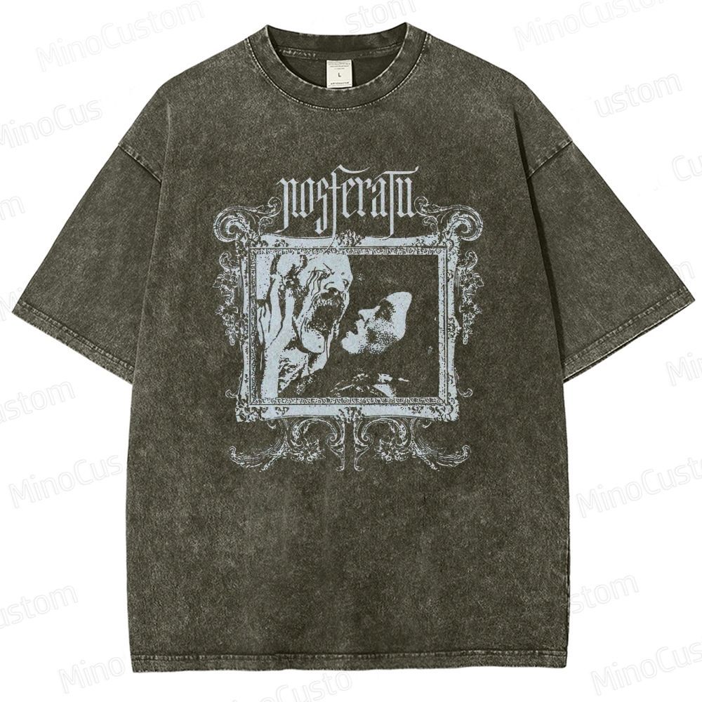 Nosferatu Retro Gothic Horror Graphic Washed Vintage T-Shirt