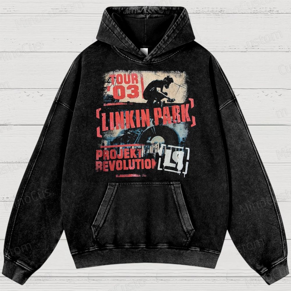 Vintage Style Linkin Park Projekt Washed Hoodies 