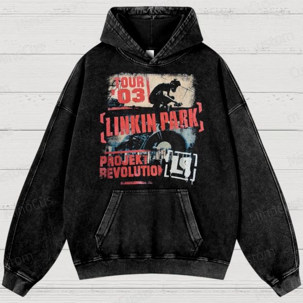 Vintage Style Linkin Park Projekt Washed Hoodies 