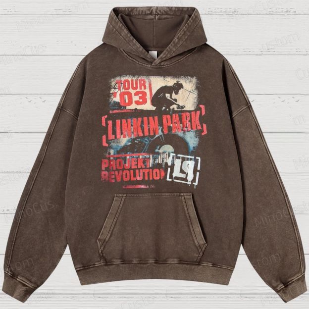 Vintage Style Linkin Park Projekt Washed Hoodies 