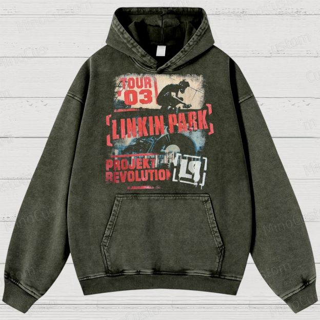 Vintage Style Linkin Park Projekt Washed Hoodies 
