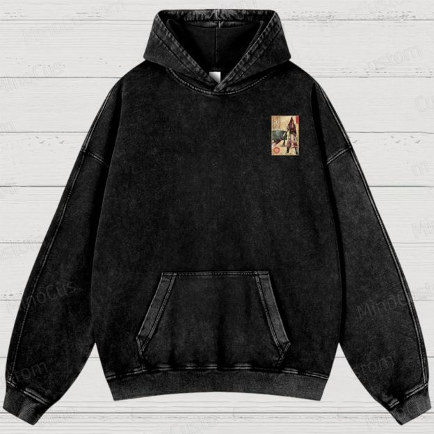 Pyramid Head woodblock Washed Hoodies 