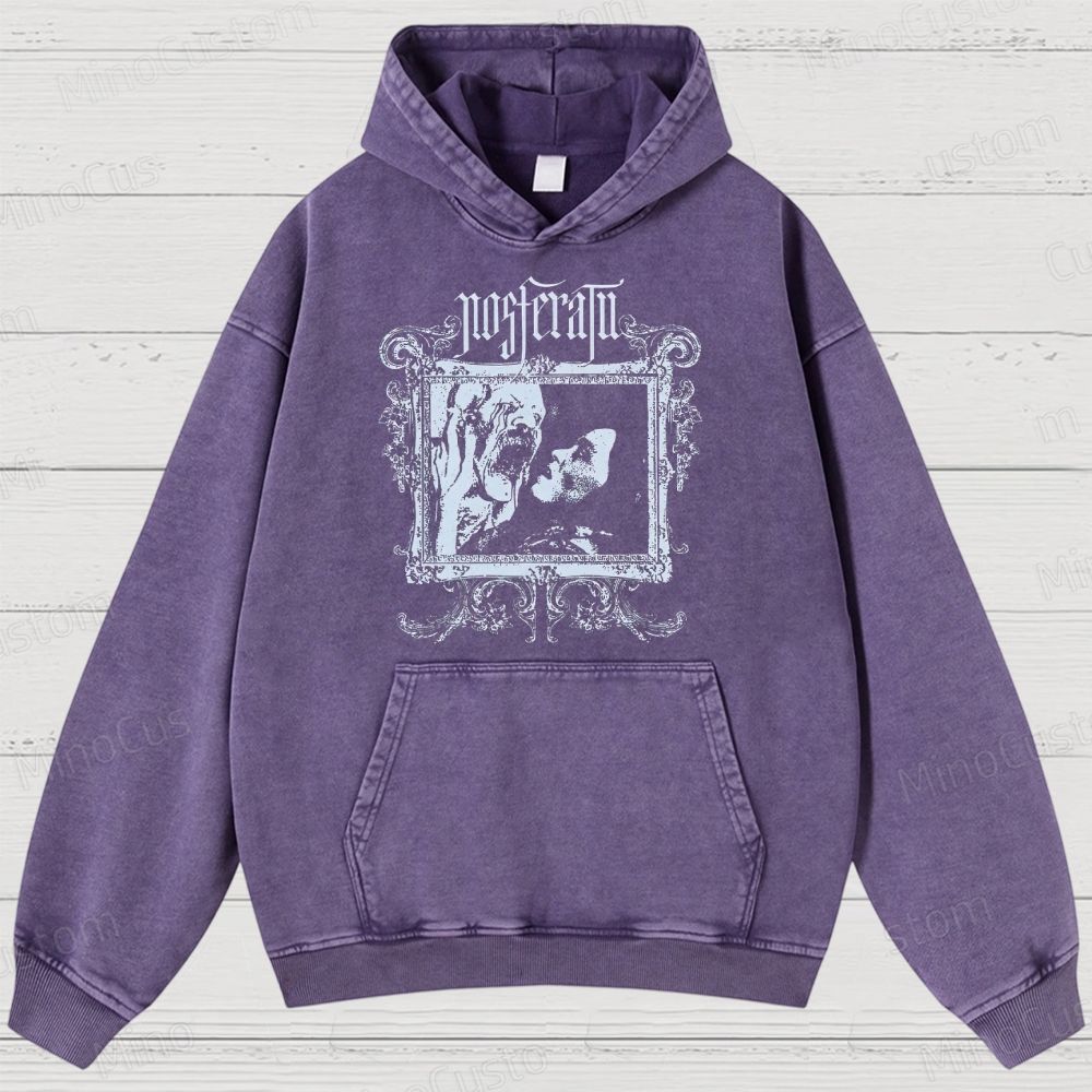 Nosferatu Retro Gothic Horror Graphic Washed Vintage Hoodie