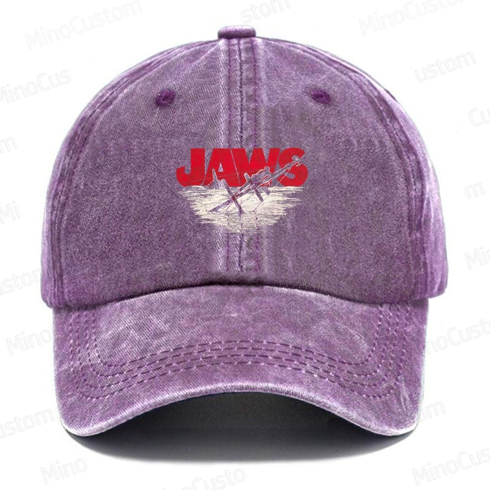 Jaws Retro Thriller Graphic Washed Vintage Baseball Cap