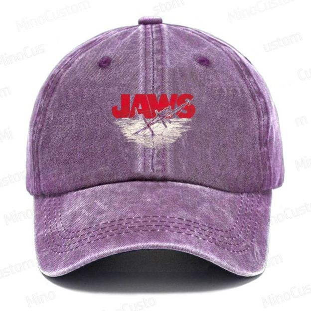 Jaws Retro Thriller Graphic Washed Vintage Baseball Cap